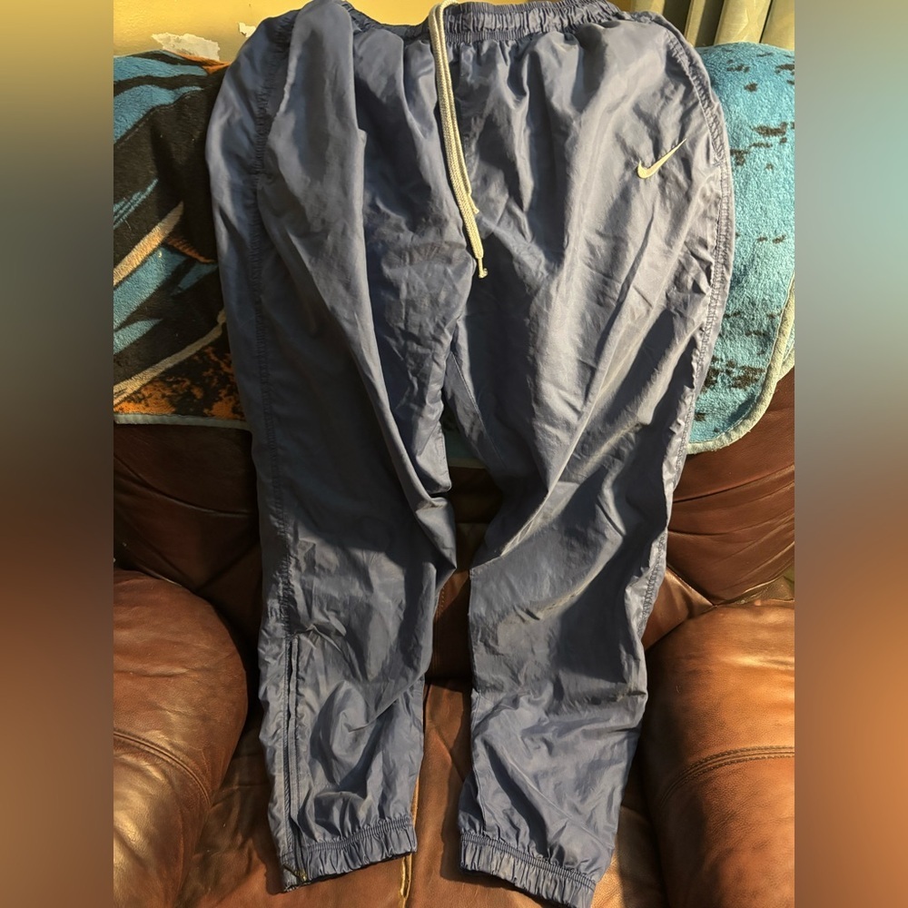 Nike Men's Joggers in Navy Blue late 90s Ankle Zip Warm Up
